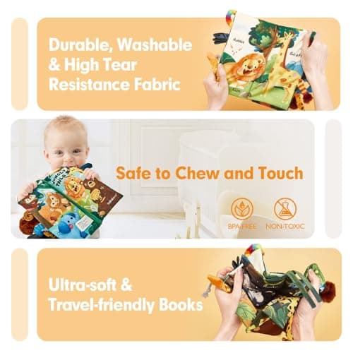 hahaland Baby Books 0-6 Months,Infant Tummy Time Toy Sensory Toys 6 to 12 Months Touch Feel Book Travel Toy Gifts for Boy Girl 0-3 Month Baby Shower Birthday Easter Basket Stuffers (Single) — view 2