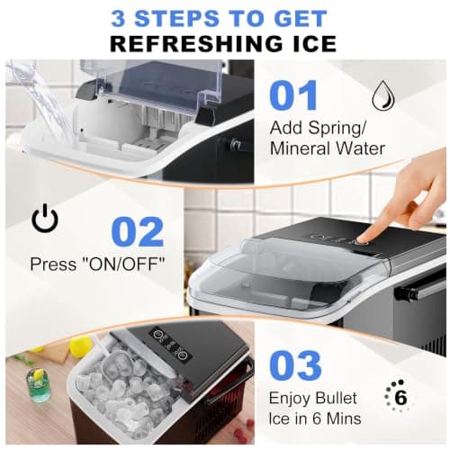 NEWBULIG Ice Makers Countertop with Handle, Portable Ice Machine — view 2