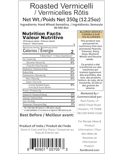 Rani Roasted Vermicelli (Wheat Noodles) 12.25oz (350g) ~ All Natural | Vegan | Non-GMO | Indian Origin — view 2