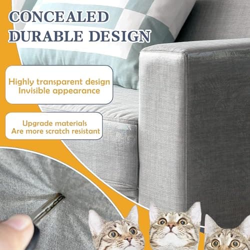 Cat Scratch Protector 7.87" x 197" Self-Adhesive Single Side Furniture Protectors from Cats Scratch, Cat Couch Scratch Protector, Transparent DIY Cutting Anti Scratch Furniture — view 3