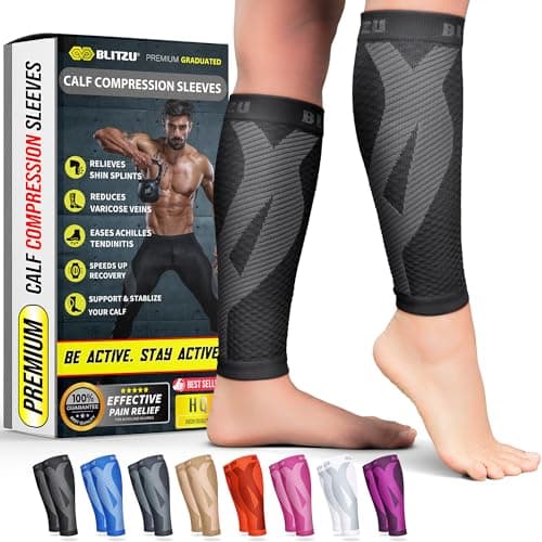 BLITZU Calf Compression Sleeves, Footless Compression Socks for Men & Women