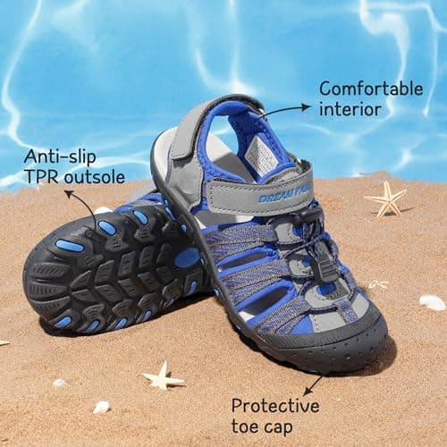 DREAM PAIRS Kids Sandals Toddler Girls & Boys Summer Outdoor Athletic Sport Sandals for Toddler/Little Kids/Big Kids,Size 13 Little Kid,Grey/Royal,171111-K — view 4