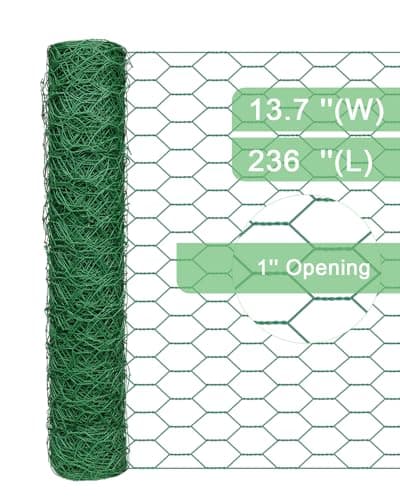 vensovo Green Chicken Wire Mesh - 13.7"×236" Garden Animal Barrier Fence, 1 inch Mesh Fence for Pet,Rabbit,Poultry