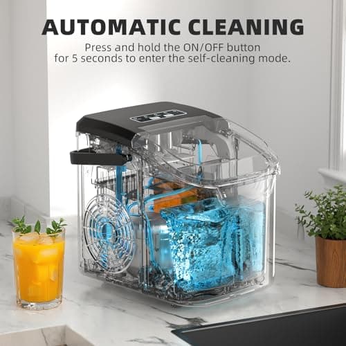 Antarctic Star Ice Maker Countertop, 8 Bullet Ice Cubes in 6 Mins, 26.5 lbs/Day, Self-Cleaning, 2 Sizes, Ultra-Quiet for Home/Kitchen/Camping/RV — view 4