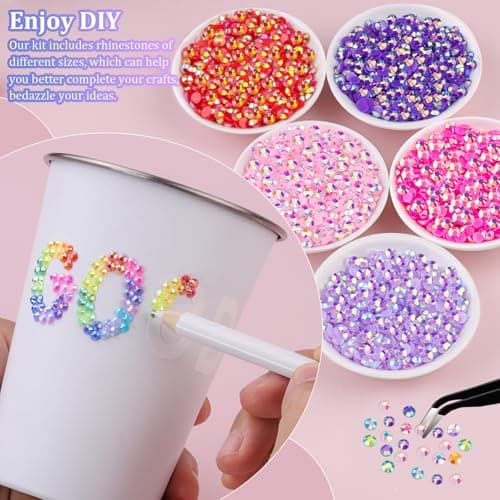34000Pcs Resin Rhinestones with Tweezers for Crafting, Mixed-Color 3mm Bedazzling Crystal with 1Pcs 10ml B7000 Jewelry Glue for DIY Crafts Clothing Tumblers Shoes Fabric Nail Art — view 2