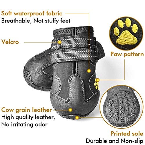 XSY&G Dog Boots,Waterproof Dog Shoes,Dog Booties with Reflective Rugged Anti-Slip Sole and Skid-Proof,Outdoor Dog Shoes for Medium to Large Dogs 4Pcs-Size6 — view 2