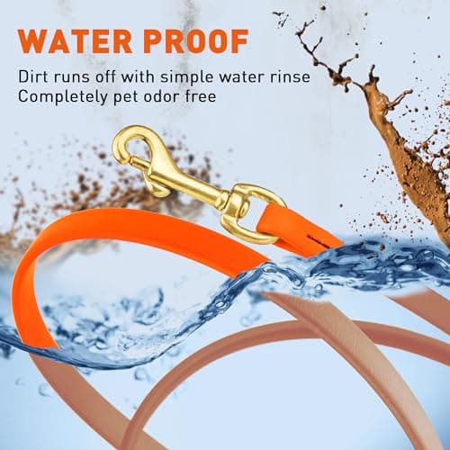 Viper K9 Biothane Working Dog Leash Waterproof Lead for Tracking Training Schutzhund Dog Sport & Search - Odor-Proof Long Line with Solid Brass Snap for Puppy Medium and Large 1/2" x 33ft HunterOrange — view 3