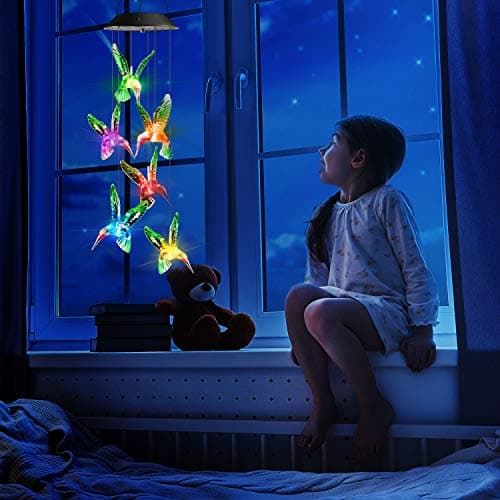 Toodour Solar Wind Chimes, Color Changing Solar Hummingbird Wind Chimes, LED Decorative Mobile, Waterproof Solar Lights Outdoor for Patio, Window, Garden Decor, for Mom/Grandma — view 4