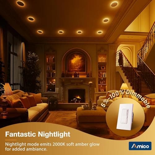 Amico 2 Pack 4 Inch LED Recessed Light with Night Light, 5CCT, 700LM — view 4