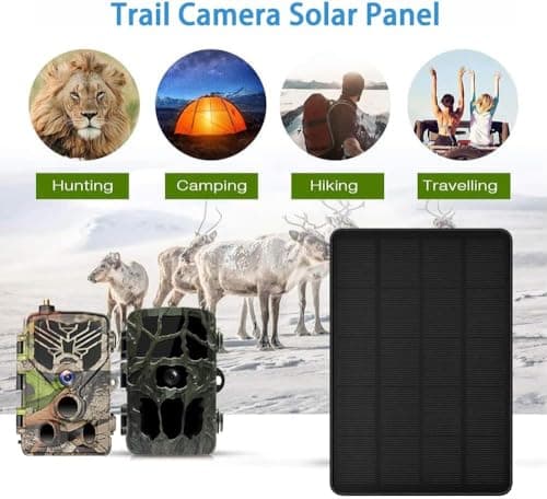 Solar Panel for Trail Camera, Solar Charger Kit with Built-in 5000mAh Rechargeable Lithium Battery - Output: 12V/1A, 6V/1.5A, IP66 Waterproof Portable Outdoor Power Supply Kit — view 6
