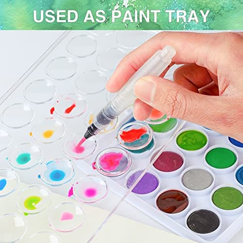 AROIC 65 Pieces Watercolor Paint Set,36 Colors Watercolor,10 Brushes,3 Refillable Water Brush Pens,16 Page Pad(8.5 * 5.5in),Profesional Watercolor Kit for Adults Artists, Beginners — view 4