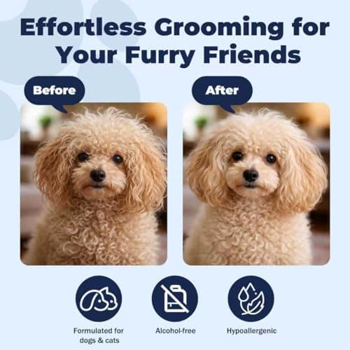 Dog Detangler Spray – Doodle Detangler Spray Leave-in Conditioner, Dematting Spray for Dogs, Cat & Dog Matted Fur Remover Grooming Spray, Removes Tangles & Odors, Poodle Tangle Remover – 6.8oz — view 2