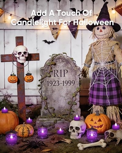 Amagic 24 Pack Purple Flameless LED Tea Lights Candles Battery Operated, Electric Fake Tealight Candles for Party, Wedding, Table Centerpiece, Home Decor, Mardi Gras, Halloween, Christmas, Proposal — view 2