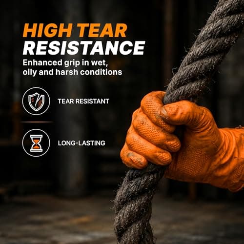 TitanFlex Heavy Duty Industrial Orange Nitrile Gloves, 8-mil, Gloves Disposable Latex Free with Raised Diamond Texture Grip, Powder Free, Rubber Glove, Mechanic Gloves,100-ct Box (Small) — view 6