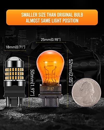 LUYED 3157 LED Bulb Turn Signal Lights Amber Yellow 1800 Lumens Super Bright 3056 3156 3057 3157 LED Bulbs with Projector for Tail Parking Brake Lights,Pack of 2 — view 2