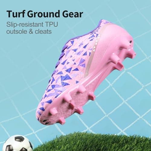 DREAM PAIRS Boys Girls Soccer Cleats Kids Football Shoes,Size 1 Little Kid,Pink/Purple,HZ19003K — view 4