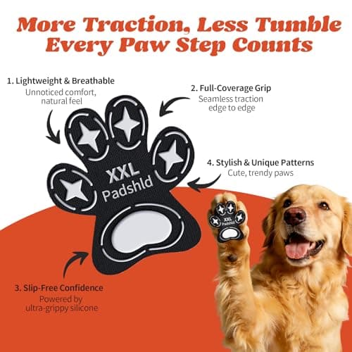 Padshld Dog Paw Protectors, Anti Slip Paw Pads for Dogs - Traction Grips for Senior Dogs & Puppies on Hardwood Floors, Paw Stickers for Dog Feet with Secure Grip 6 Sets (24 Pcs) S — view 4
