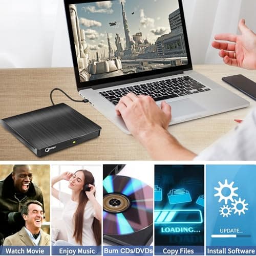 Gotega External DVD Drive, USB 3.0 Portable +/-RW, DVD Player for CD ROM Burner Compatible with Laptop Desktop PC Windows Linux OS Apple Mac Black — view 5