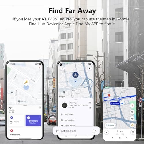 ATUVOS Air Tracker Smart Tags Pro for Android & iOS, New Dual System Key Finder Work with Google Find Hub or Apple Find My APP, Bluetooth Item Locator for Luggage, Suitcase. Replaceable Battery.4 Pack — view 3