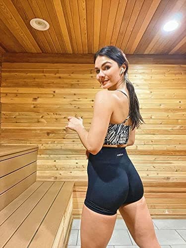 AUROLA Seamless Scrunch Short Women Workout Yoga Shorts High Waist Biker Shorts for Running Exercise (S, Black) — view 2