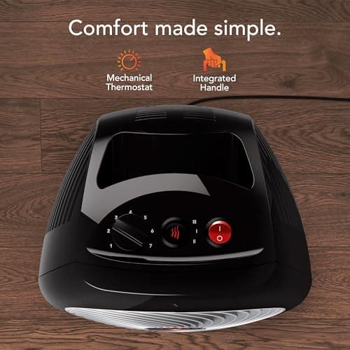 Vornado MVH (2025) Space Heater, 3 Heat Settings, Adjustable Thermostat, Tip-Over Protection, Auto Safety Shut-Off System, Indoor Use, Whole Room Heating, Black — view 3