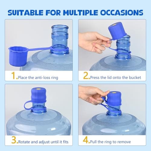 5 Gallon Water Jug Cap, Silicone Reusable Cap for 2/3/4/5 Gal Bottles Leak-Proof Replacement Bottle Lids for 55mm & 60mm Bottle Tops Dishwasher Safe & BPA-Free (Dark Blue, 3 Packs) — view 4