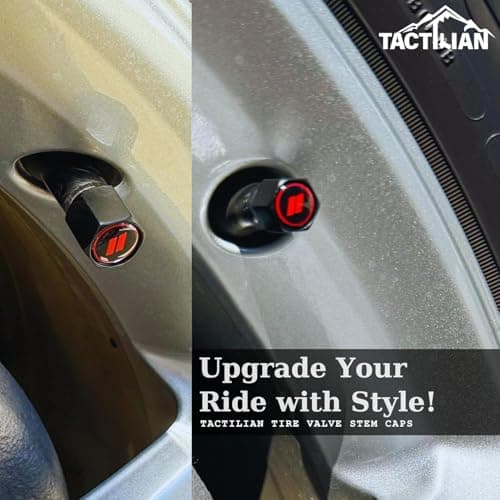TACTILIAN Red Tire Valve Stem Caps for Dodge Tire Valve 4 Pack | Leakproof Aluminum Tire Valve Caps with Rubber O-Ring Compatible with Dodge Valve Stem Caps for Challenger, Charger, Ram, Durango — view 5