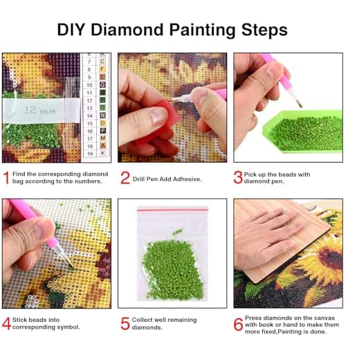 KTHOFCY 5D DIY Diamond Painting Kits for Adults, Sewing Machine and Flowers Full Drill Embroidery Cross Stitch Crystal Rhinestone Paintings Pictures Arts Wall Decor Painting Dots Kits 11.8X11.8 inch — view 4