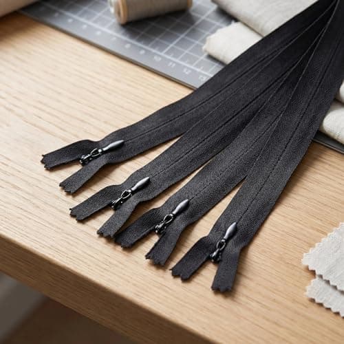 Sawoake Invisible Zippers 7 Inch #3, Black Nylon Coil Zippers 2-Pack for Sewing, Skirts, Pockets, Pillows (Black, 7", 2PCS) — view 3