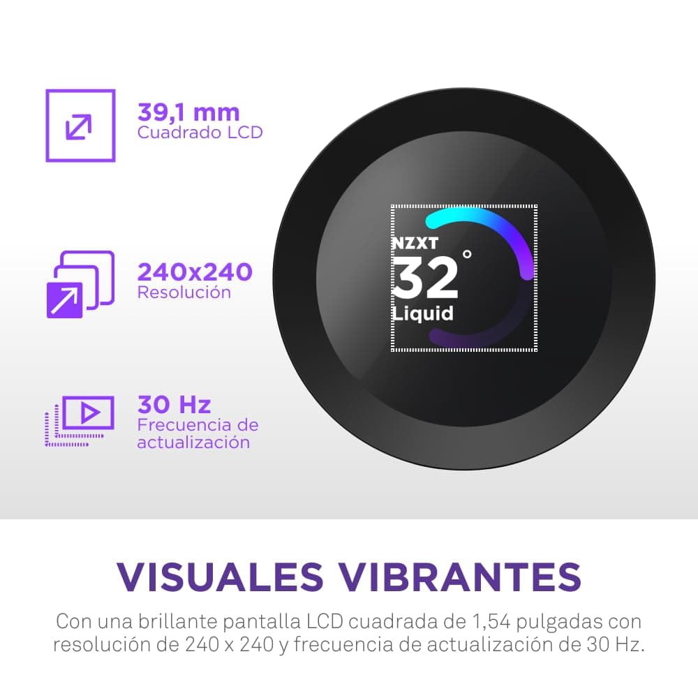 NZXT Kraken Plus 360 – Refrigeración líquida AIO para CPU – Radiador de 360mm – 3 x Ventiladores F120P – Pantalla LCD Cuadrada de 1.54" – AMD® AM5, AM4 – Intel® LGA 1851/1700, 1200/115X – Negro — view 4