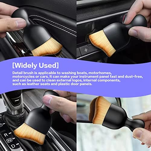 AOCISKA Car Interior Detailing Brush,Soft Bristle Cleaning Brush Car Detailing Brush Dusting Brush,Car Interior Cleaning Tool,Auto Detail Brush Car Dash Duster Brush (Brown) — view 2