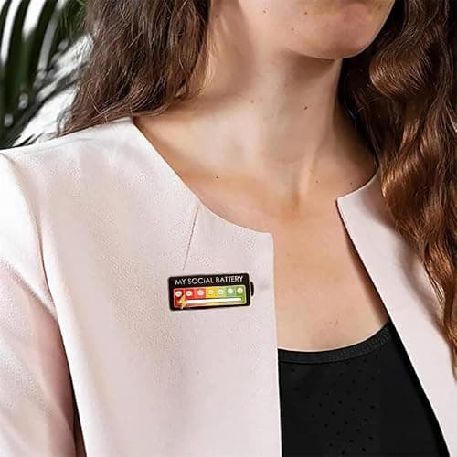 2Pcs Social Battery Pins, 7 Days Mood Enamel Pin, Funny Social Battery Interactive Enamel Pins for Clothing Backpack Hat Decoration (4 PCS) — view 2