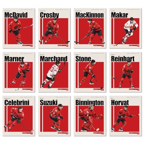 Canadian Olympic Hockey Stars 2026 Posters - Set of 12 Team Canada Prints - McDavid, Crosby, MacKinnon, Makar, Celebrini - Complete Canada Olympic Hockey Wall Decor 8x10 Inches Unframed