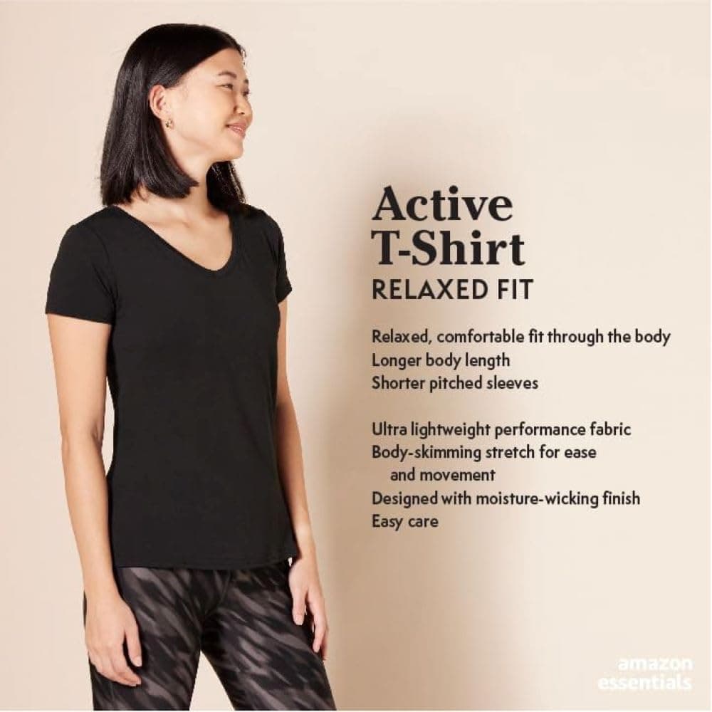 Amazon Essentials Mujer Camiseta Elástica de Secado Rápido, Manga Corta y Cuello en V (Hay Tallas Grandes) — view 2