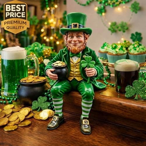Festives Irish Leprechaun Figurine Resin Craft Shelf Sitters Patricks Day Ornament for Table Display and Gifting Patricks Day Leprechaun Statue — view 6