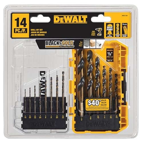 DEWALT Drill Bit Set, 3-Flats Shank,14-Piece, 135 Degree Split Point, for Plastic, Wood and Metal (DWA1184) — view 4