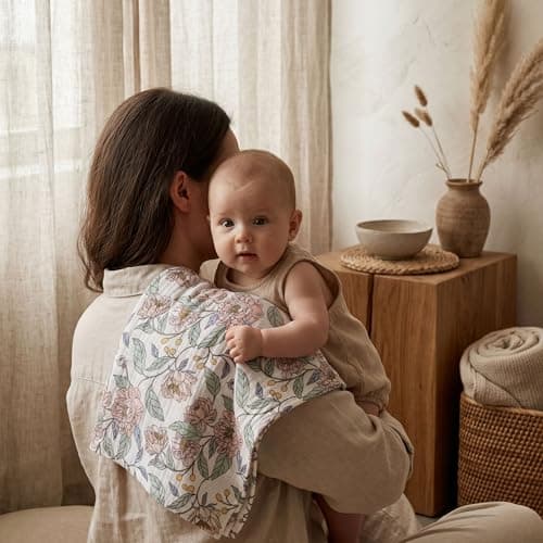 Muslin Receiving Blankets, Neutral Blanket Swaddling for Newborn Boys and Girls, 5 Pack Breathable and Skin-Friendly Swaddle Wrap for Infant Baby (Pink Flower)