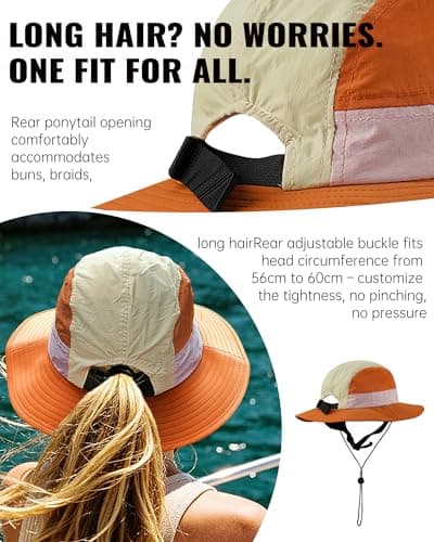 Clakllie Quick Dry Surf Bucket Hat with Chin Straps Sun Protection Cap Waterproof Fishing Sun Hat for Men Beach Hiking Hats,DCL1-Orange — view 4
