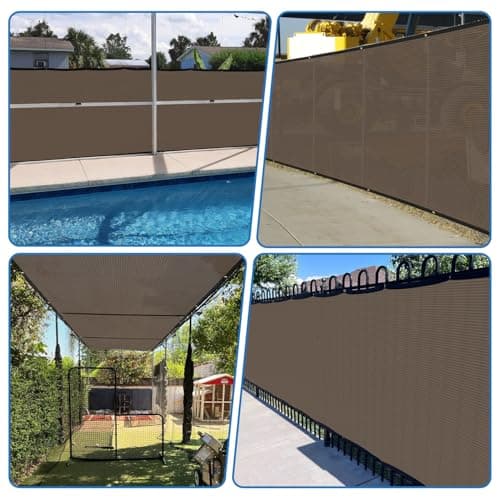 TANG Fence Privacy Screen Brown 4 Feet x 20 Feet Outdoor Shade Cloth with Grommets, 150 GSM Temporary Fence Cover with Zipties Mesh Netting Fences Blockage for Backyard Garden Patio Chain Link — view 5