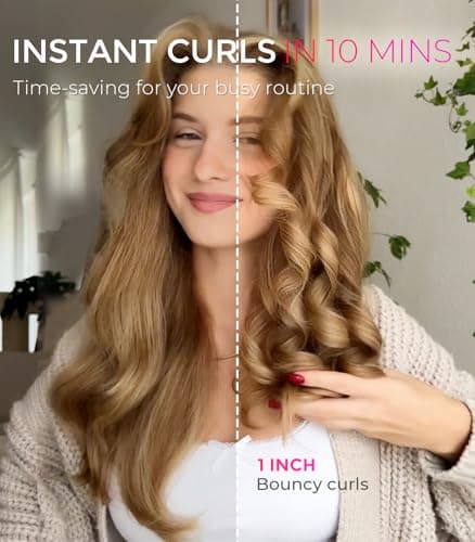 TYMO Automatic Rotating Curling Iron - TYMO CURLPRO Beach Waves Curling Wand, Portable Hair Curler, 500 Million Ionic, Dual Voltage & Lightweight for Travel, Ceramic Coating, 1 Inch, Pink — view 2