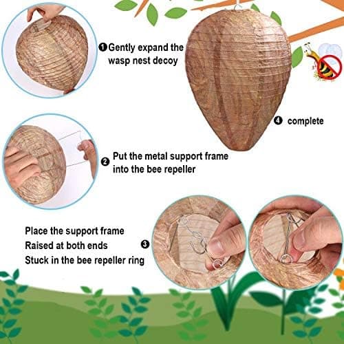 4 Pack Wasp Nest Decoy Hanging Wasp Deterrent for Wasps Hornets Yellow Jackets (A-Yellow) — view 2
