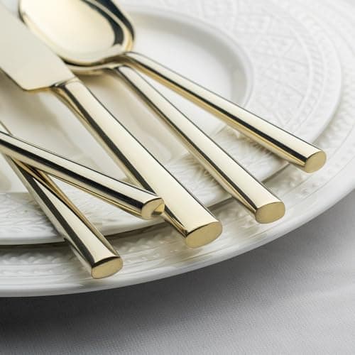 Alata Potter Champagne Gold 20-Piece Forged Silverware Set, Service for 4, Stainless Steel Flatware Set, Modern Design with Mirror Finish, Ideal for Home, Kitchen, Party, Camping — view 2