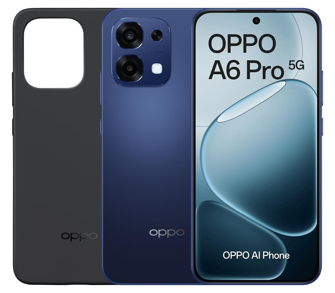 OPPO A6 Pro 5G - Smartphone Libre con IA, 8GB RAM+256GB, Batería 6500 mAh, Carga Rápida 80W, Pantalla AMOLED 120Hz, IP69, Cámara 50MP AI, Dual SIM, Versión Española - Azul