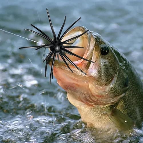 2Pc Sea Urchin Bait,Sea Bass Fishing Lures,Floating Simulation Seas Urchin Dice Baits for Bass Fishing,Artificial Squirm Fuzzy Fishings Soft Lure Bait Accessories for Saltwater Shore (Black, 4.33 in) — view 4