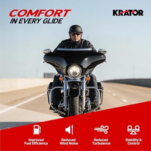 Krator Front Batwing Motorcycle Fairing Compatible with Harley Davidson Road King FLHR (1994-2023) & Road King Special FLHRXS (2017-2026) Gloss Black ABS Fairing, 6" Windshield with Chrome Trim, Smoke — view 3