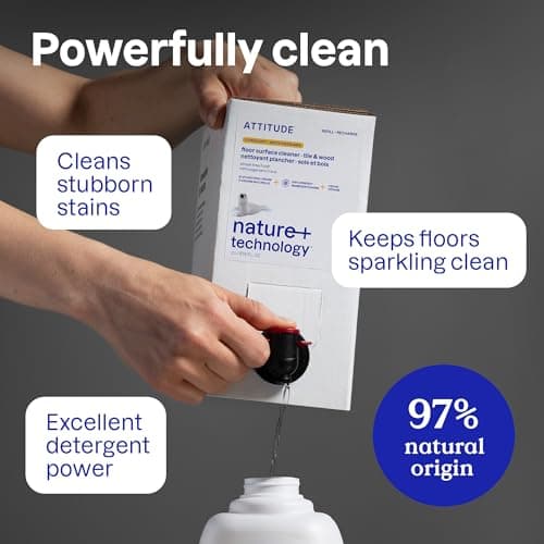 ATTITUDE Floor Cleaner, EWG Verified, Streak-Free, Vegan & Plant-Based for Tile, Wood & Laminate Floors, Made in Canada, Citrus Zest Scent, 1.04 Liters — view 2