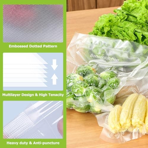 Bonsenkitchen Vacuum Sealer Rolls bags, 3 Rolls 11"x 20'+ 3 Rolls 8"x 20' — view 4