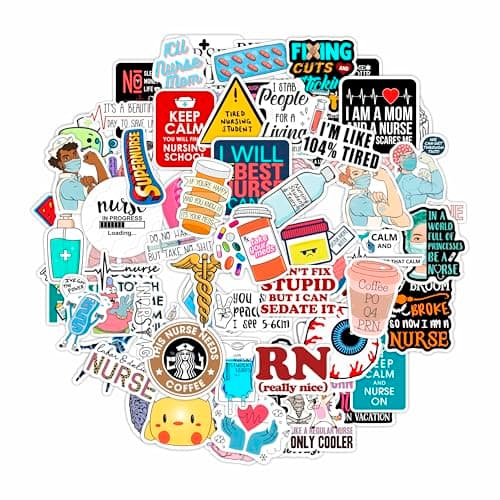 100Pcs Funny Nurse Stickers, Funny Nurse Gifts, Nursing Stickers, Medical Decals for Computer, Cups, Planner Laptop Decals, Gifts for Women & Men