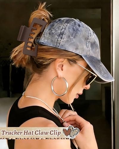 Hat-Friendly Claw Clips for Baseball Caps - 4 Pcs Trucker Hat Hair Clips for Women, Claw Clips for Thick Hair Hat Hairstyles, Gifts Hair Accessories — view 4