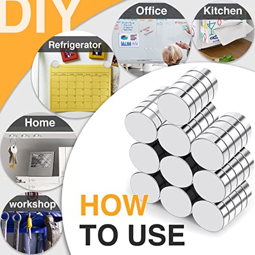 TRYMAG Small 10x3mm 50Pcs Rare Earth Magnets, 50Pcs Tiny Round Fridge Magnets for Whiteboard, Refrigerator, DIY, Kitchen, Office — view 5
